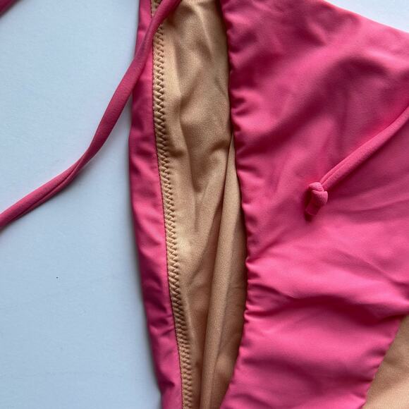 J. Crew Curved-Waist Cheeky Beaded String Bikini Bottom Pink M Medium New - Picture 4 of 7